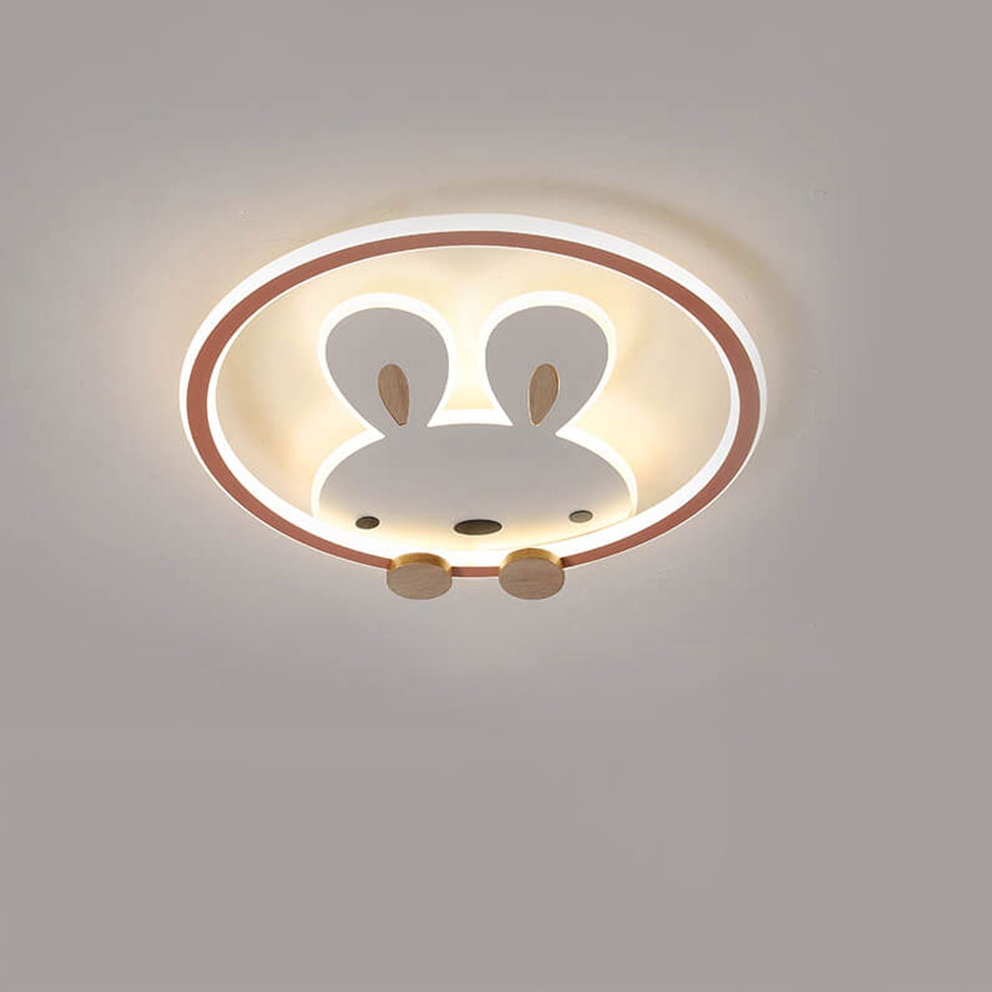 Childlike Modern Cartoon Rabbit LED Flush Mount Light Ceiling Fixture Cute Bunny Design for Kids Room Nursery Playroom Aesthetic Lighting Decor Kids Bedroom Illumination Creative Playful Home Lighting Children's Room Ceiling Light