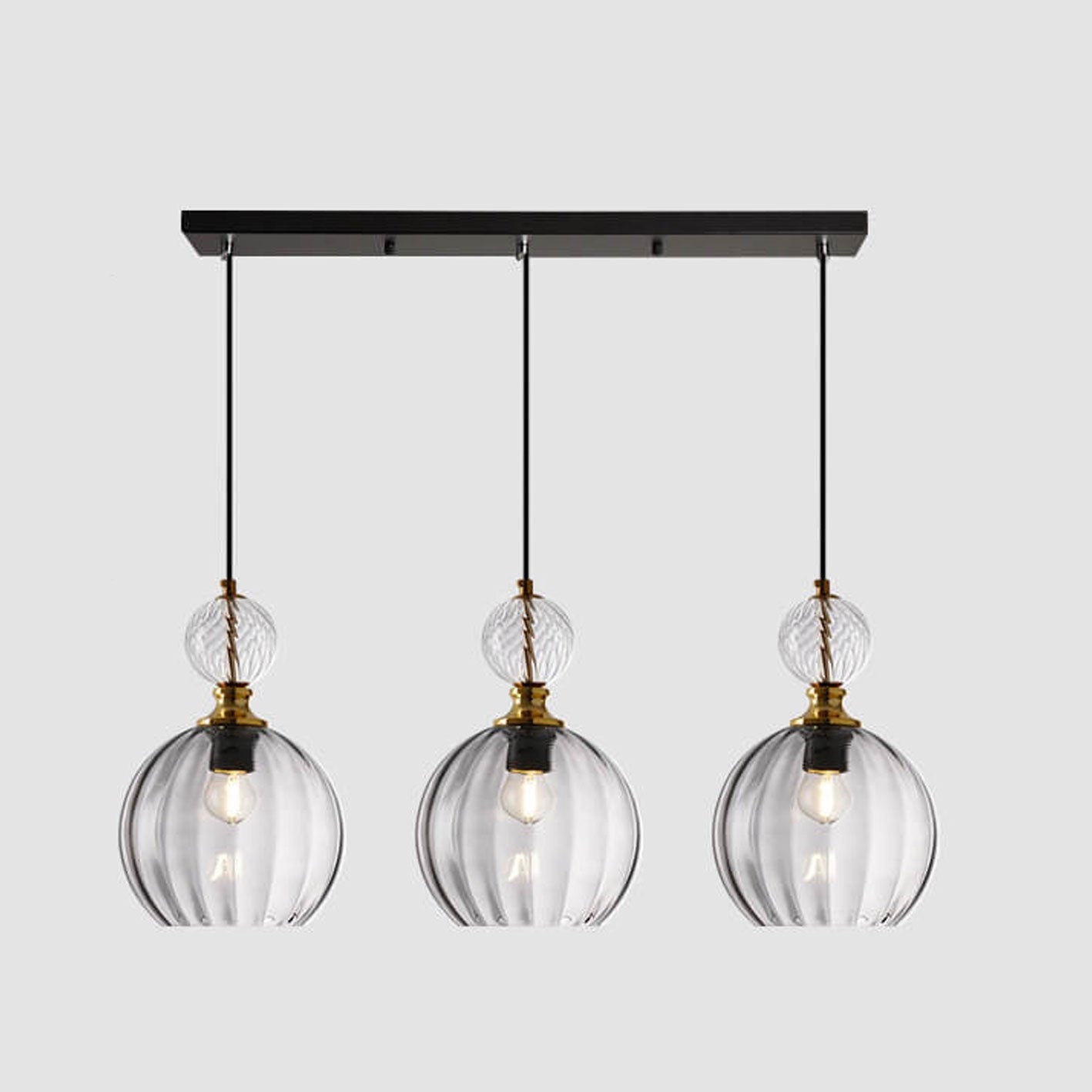 Danish Creative Stripes Round Glass 1/3 Light Chandelier - Modern Lighting Fixture, Unique Design, Home Décor, Elegant Illumination