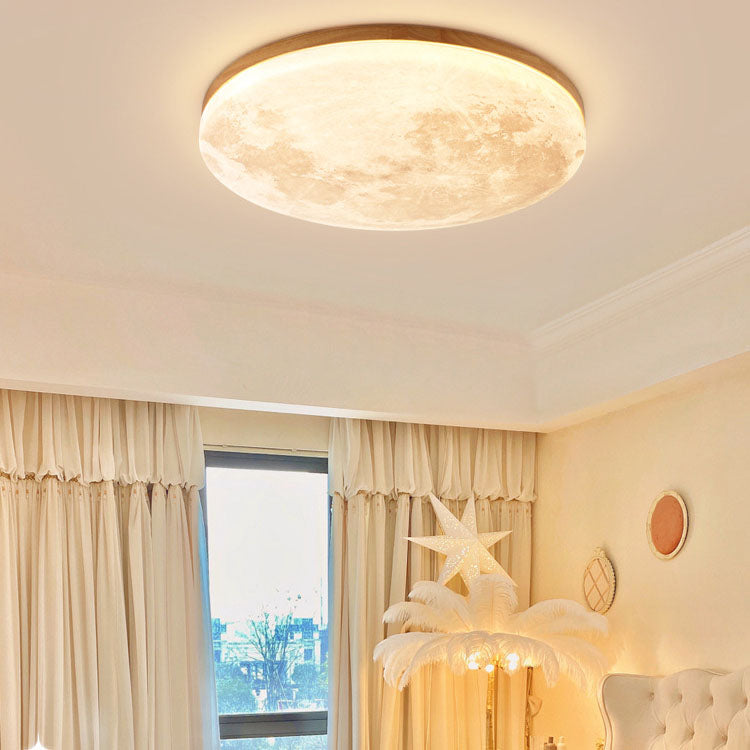 Modern Minimalist LED Flush Mount Ceiling Light - Round PVC Acrylic Moon Design for Living Room
