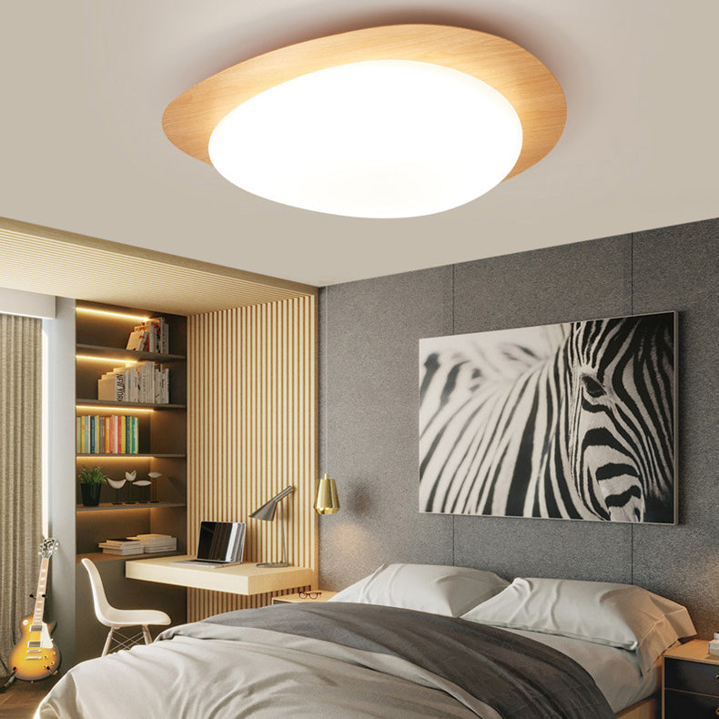 Contemporary Scandinavian Pebble Shape LED Flush Mount Ceiling Light for Bedroom