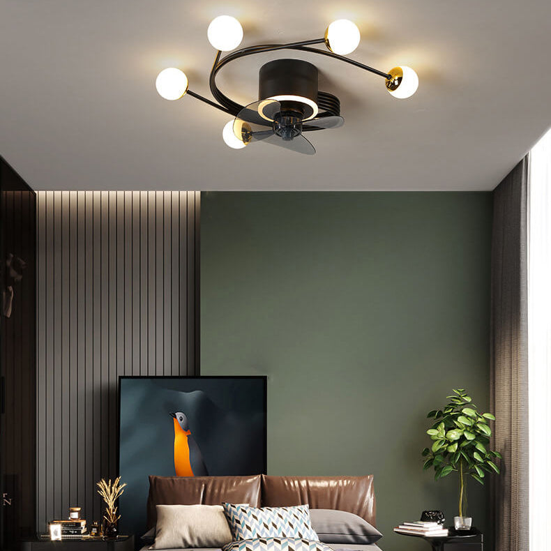 Nordic Light Luxury 5/7-Light LED Flush Mount Ceiling Fan