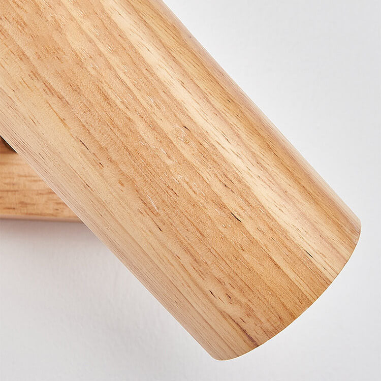 Japanese Minimalist Solid Wood Spotlight Track Ceiling Light - 1/3/4 Light Flush Mount