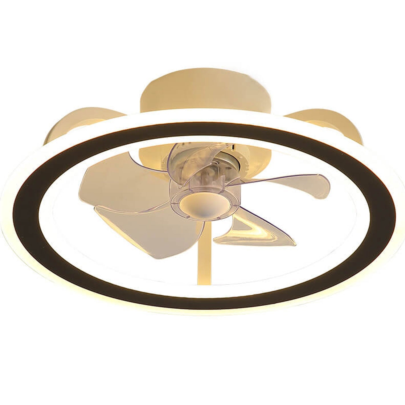Nordic Creative Round LED Semi-Flush Mount Ceiling Fan Light Fixture