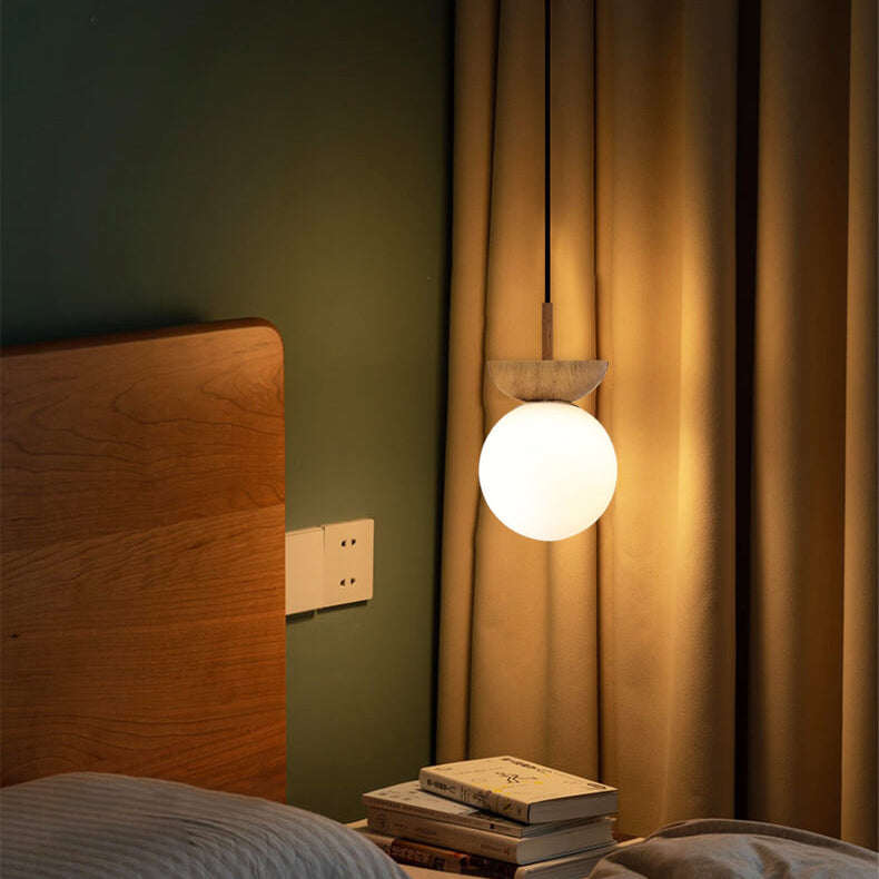 Modern Minimalist Glass Iron Orb 1-Light Semi-Flush Mount Pendant for Living Room Lighting