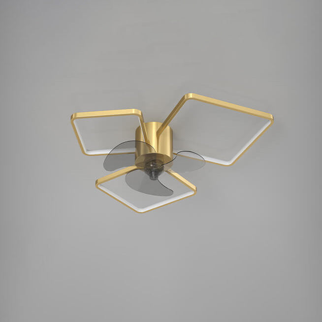 Modern Geometric Square Round LED Ceiling Fan Light - Elegant Flush Mount Design, Stylish Home Lighting, Energy Efficient, Contemporary Ceiling Fixture