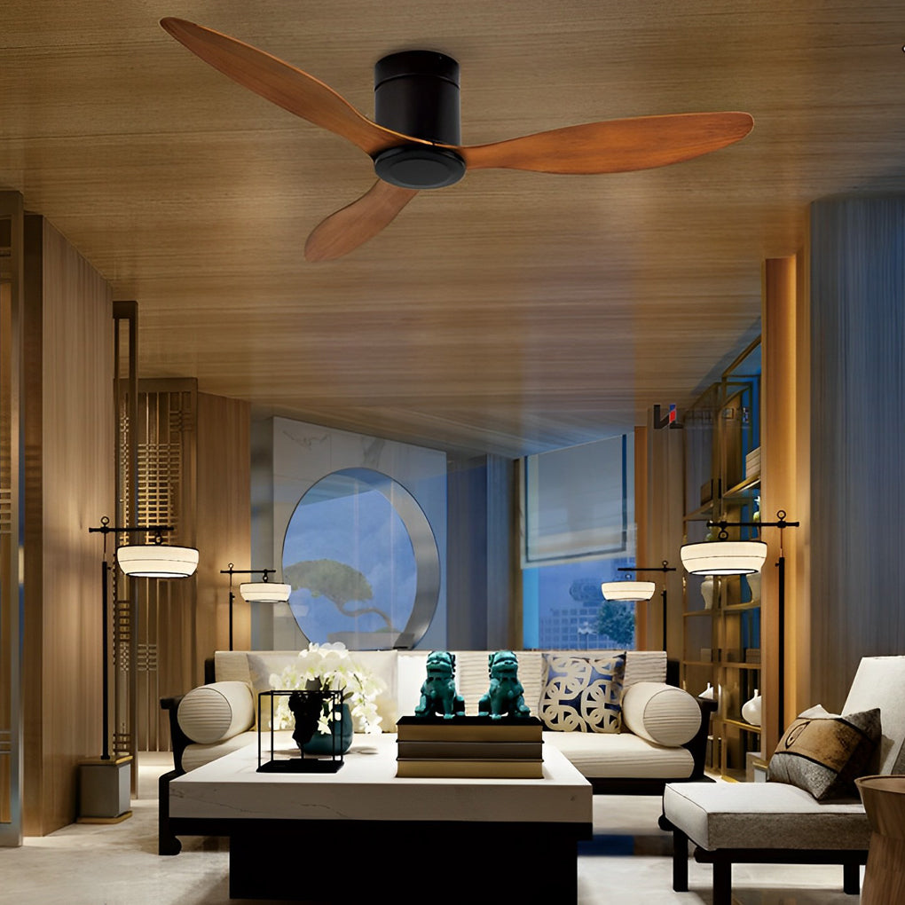 3 Blades Mute LED Dimmable Ceiling Fan with Remote Control, Modern Light Fixture