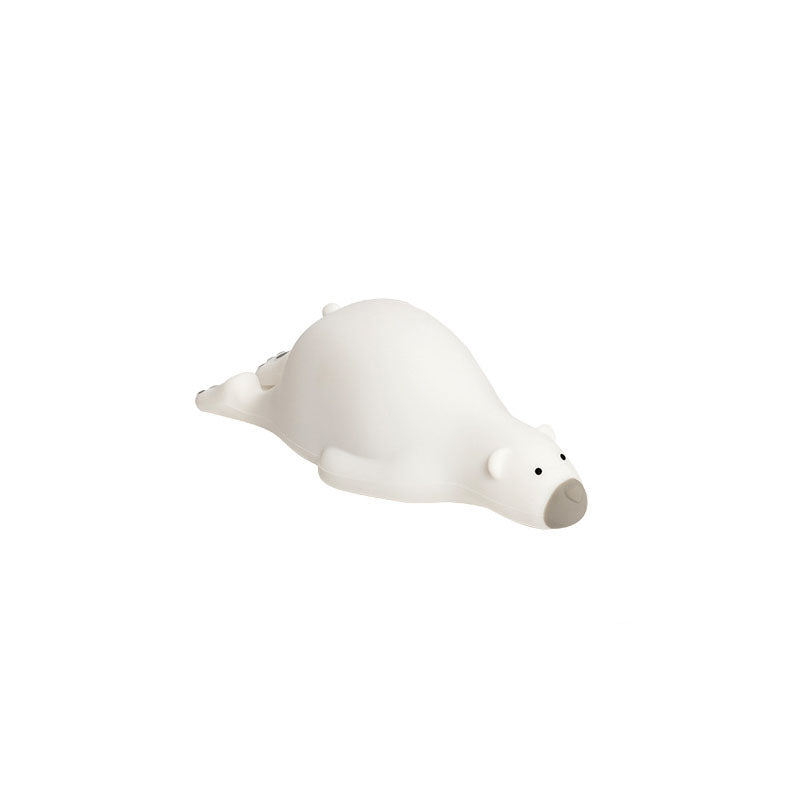 Contemporary Creative Kids Cartoon Lazy Bear Silicone LED Night Light Table Lamp for Bedroom, Soft Glow Nursery Light, Cute Animal Design, Adjustable Brightness, Rechargeable, Perfect Baby Shower Gift, Sleep Aid for Toddler Room, Comforting Nightlight for