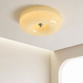 Contemporary Nordic Creamy Yellow Pudding Glass Shade Iron LED Flush Mount Ceiling Light