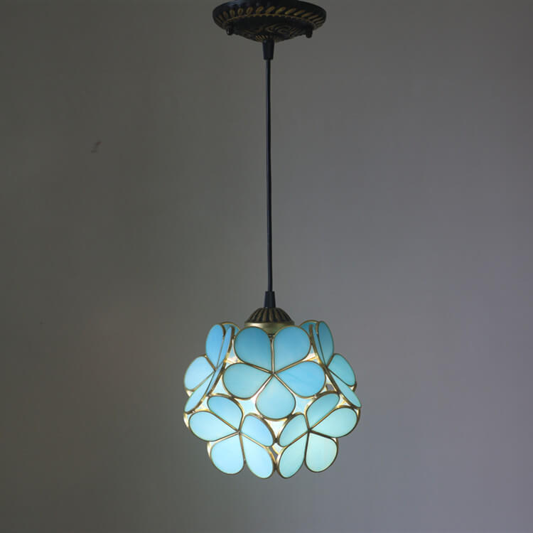 Vintage Stained Glass Petal Pendant Light Fixture
