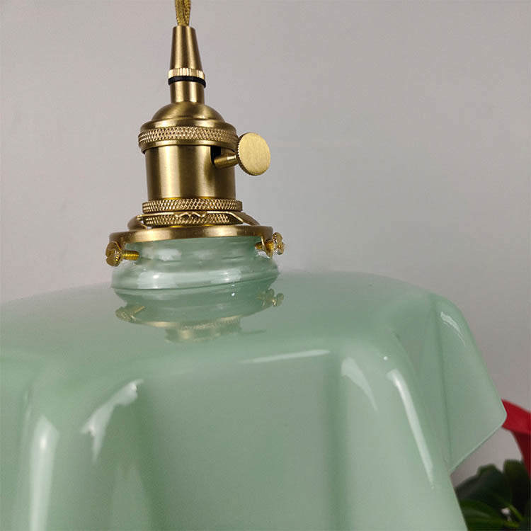 Traditional Japanese Cream Petal Glass Iron Pendant Light for Dining Room