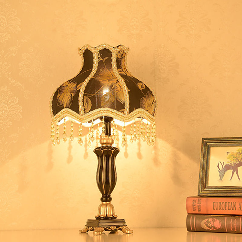Traditional European Court Table Lamp - 1-Light Resin Fabric for Bedroom Décor