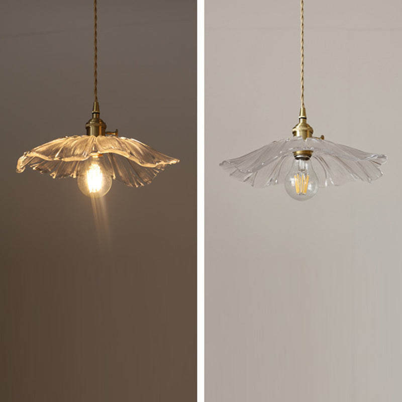 Vintage Lotus Leaf Brass Pendant Light - 1-Light Fixture for Living Room