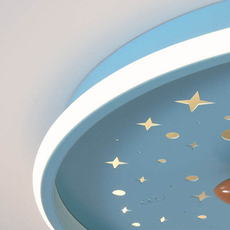 Modern Creative Cartoon Rocket Round LED Kids Flush Mount Ceiling Light - Kids Room Lighting, Cartoon Rocket Design, Flush Mount Ceiling Fixture, Energy-Efficient LED, Nursery Ceiling Light, Playroom Decor, Fun and Whimsical Lighting, Space Theme Room, Ch
