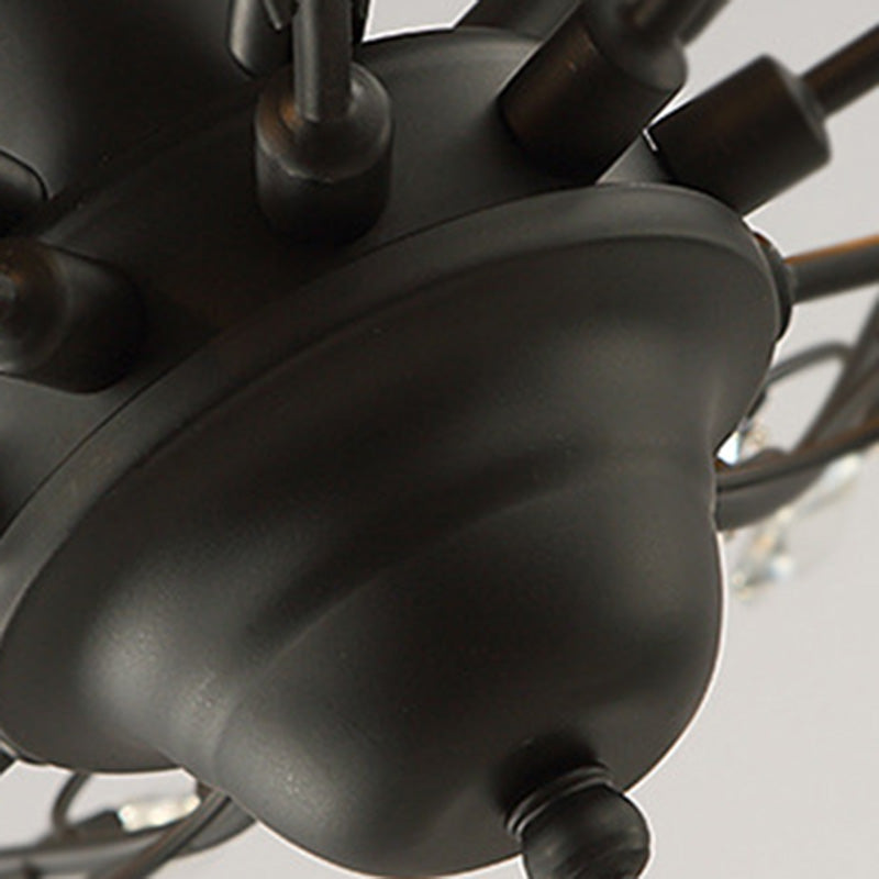 Traditional European Iron Crystal Semi-Flush Mount Ceiling Light - 4/5/6 Lights for Living Room