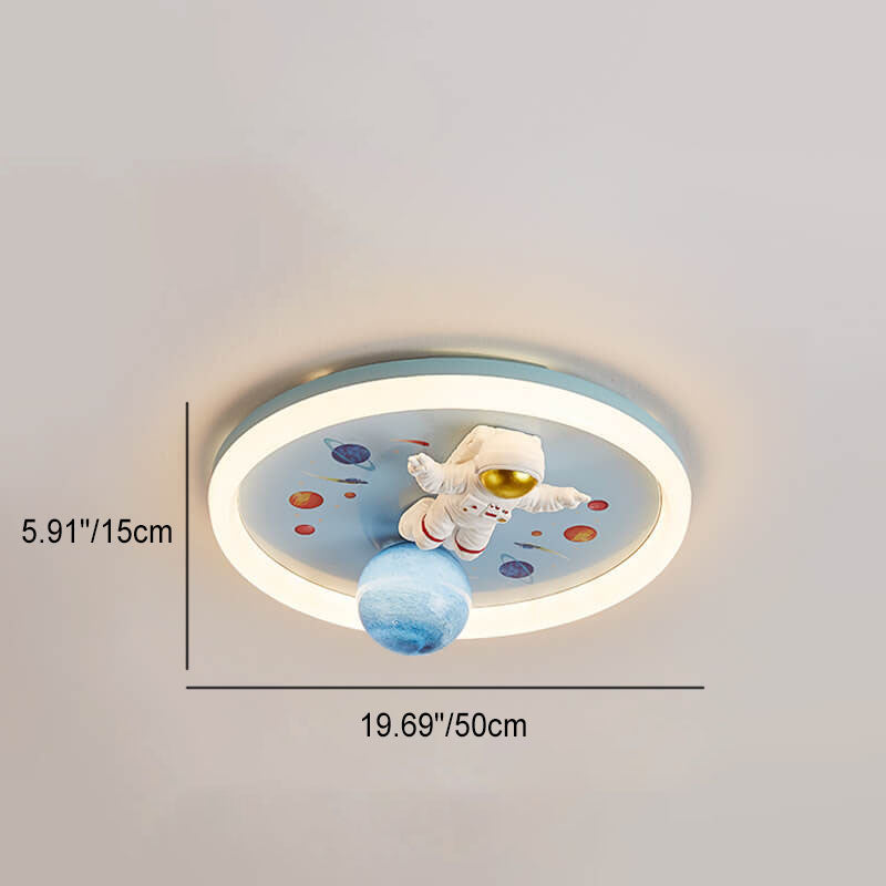 Childlike Cartoon Astronaut Acrylic LED Flush Mount Ceiling Light, Kids Bedroom Lighting, Space Theme Nursery Light, Fun Astronaut Design, Colorful Ceiling Fixture for Children, Modern Flush Mount Light, Creative Kids Room Decor, Unique Space Adventure Li