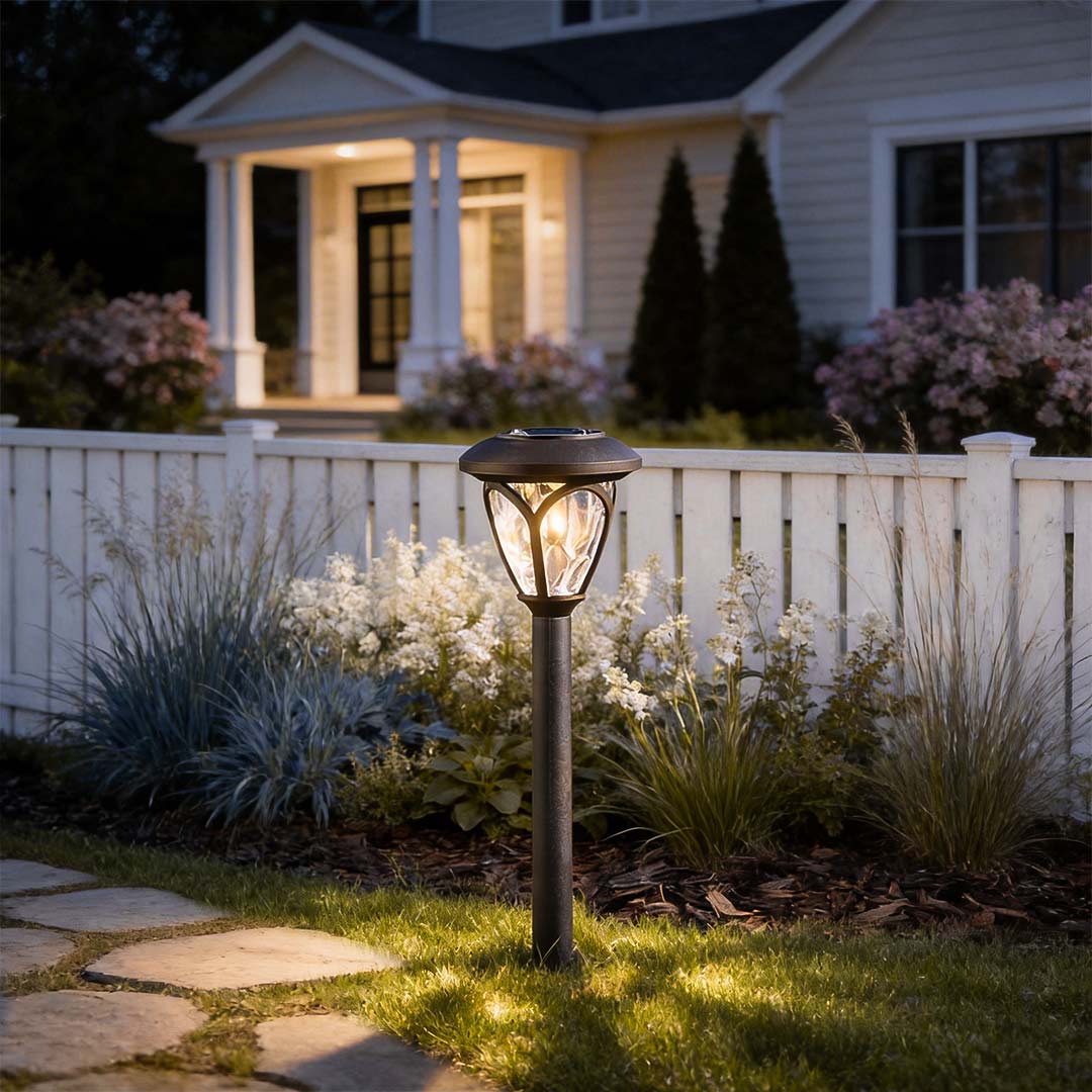 Modern Black Solar Lawn Lights - 2-Pack Smart LED Outdoor Lighting