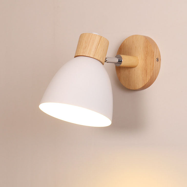 Modern Minimalist Macaron Iron Wood Wall Sconce Lamp - 1 Light Home Decor