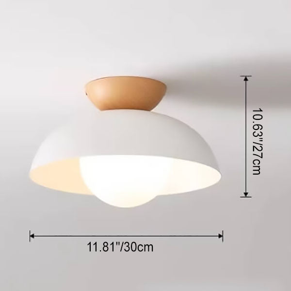 Modern Wrought Iron Log Bowl Semi-Flush Mount Ceiling Light - 1-Light Fixture