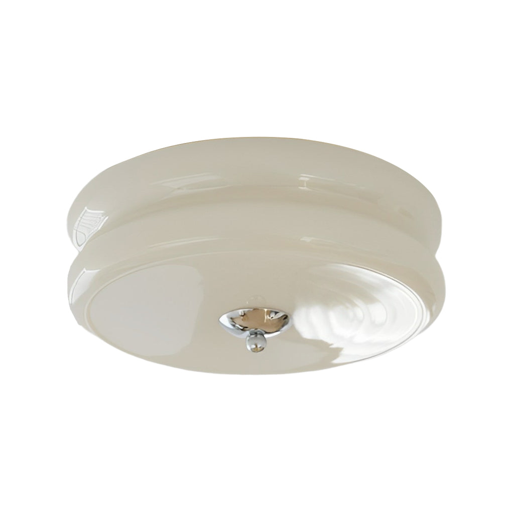 Round Glass Drum LED Ceiling Light - Three Step Dimming, Nordic Style Fixture