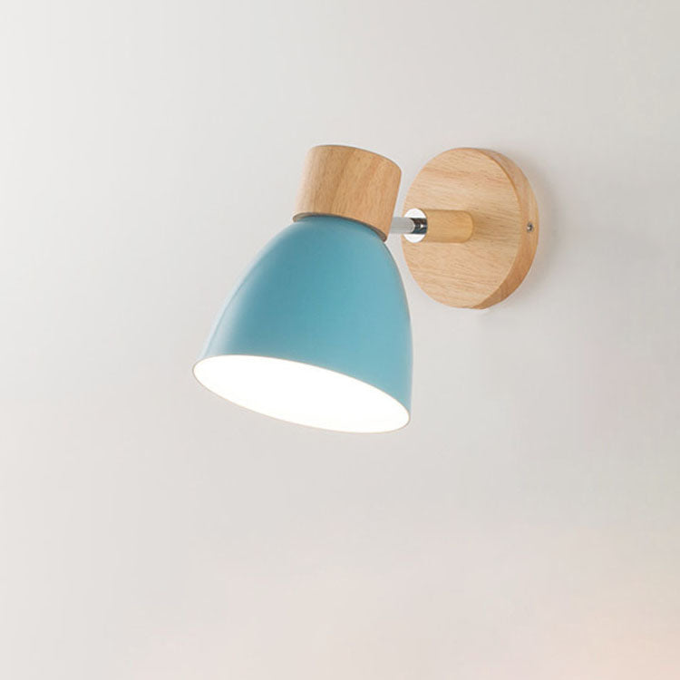 Modern Minimalist Macaron Iron Wood Wall Sconce Lamp - 1 Light Home Decor