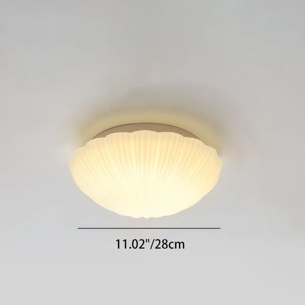 Modern Minimalist Cream Shell Glass LED Flush Mount Light for Living Room & Bedroom