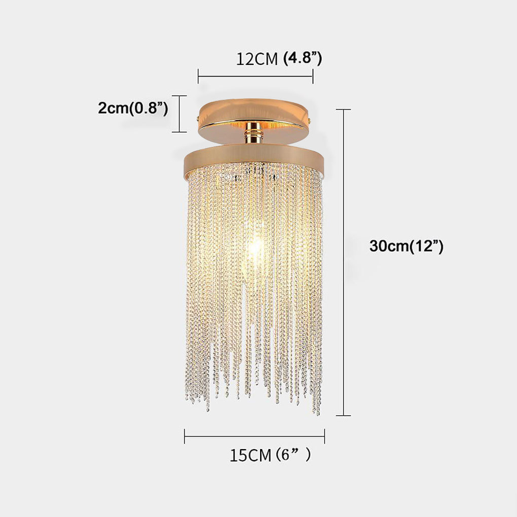 Metal LED Modern Farmhouse Semi Flush Mount Light with Tassel Pendant