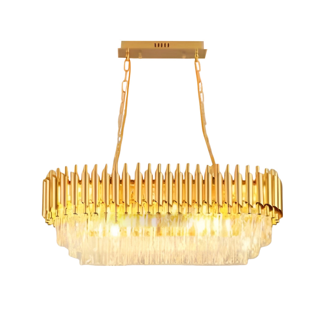 Round Oval Crystal Chandelier - Luxury Post-Modern Lighting with Three-Step Dimming