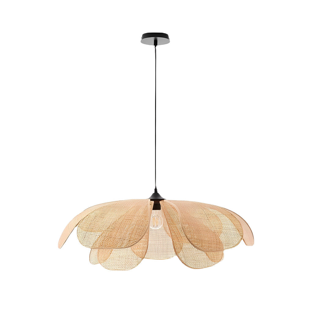 Rattan Flower Petals Japanese Chandelier - Three Step Dimming Light Fixture