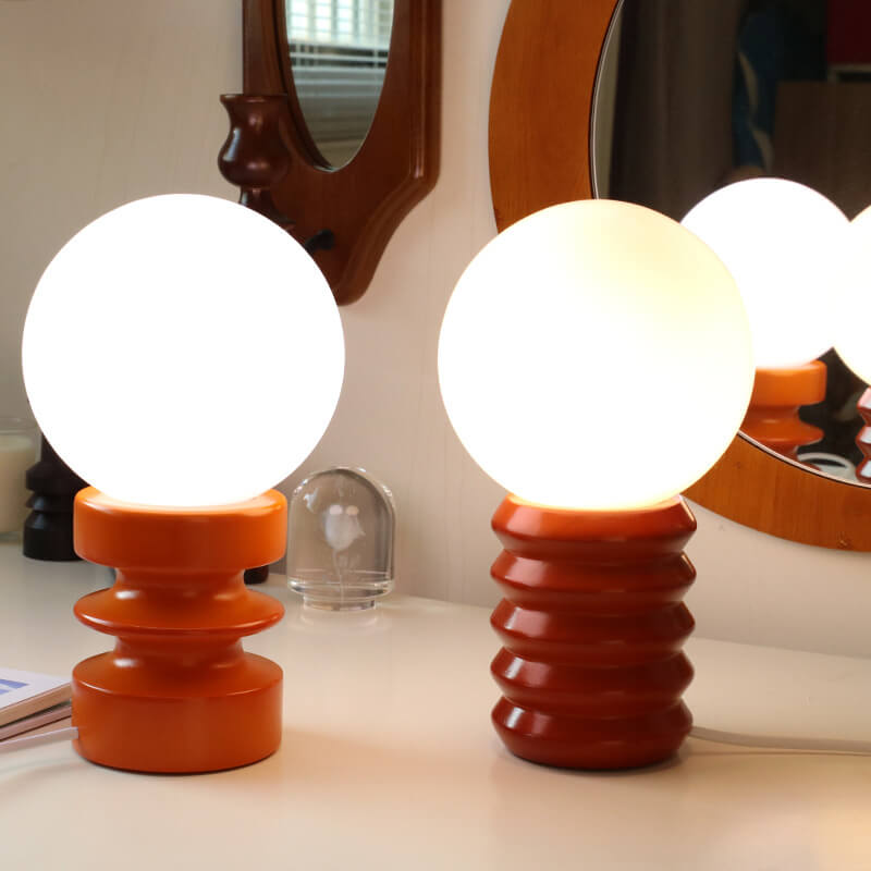 Vintage Orange Solid Glass 1-Light Table Lamp, Mid-Century Modern Lighting, Retro Home Decor, Warm Ambient Light for Living Room, Unique Desk Lamp, Artisanal Glass Table Lamp, Stylish Nightstand Light, Vintage-Inspired Lighting, Handcrafted Glass Lampshad