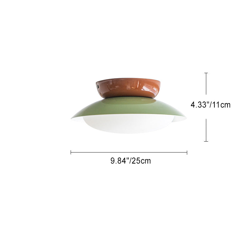 Contemporary Scandinavian LED Semi-Flush Mount Ceiling Light - Geometric Semicircle Shade for Living Room