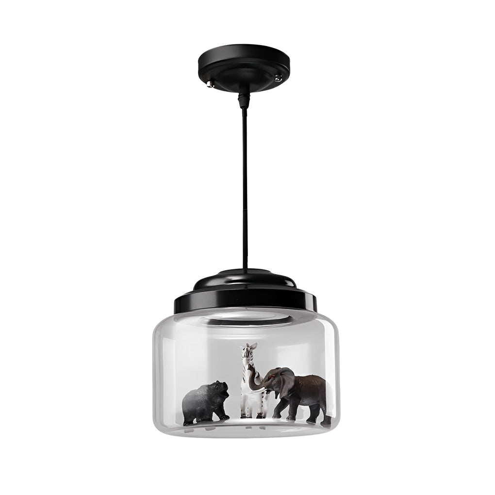 Personality Animal Model LED Pendant Light - Modern Black Decor Glass Jar