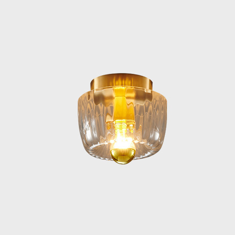 Modern Luxury Glass Sun Shape Copper Flush Mount Light - Dual Purpose 1-Light Fixture