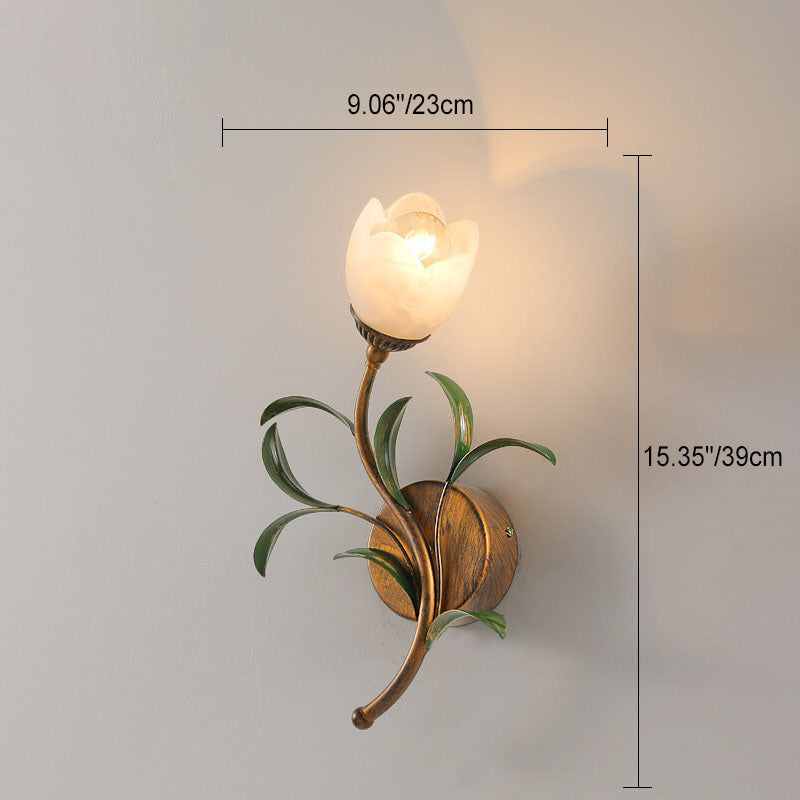 Modern Minimalist Glass Flower Wall Sconce - 1/2-Light Lamp for Living Room, Bedroom, and Hallway Decor