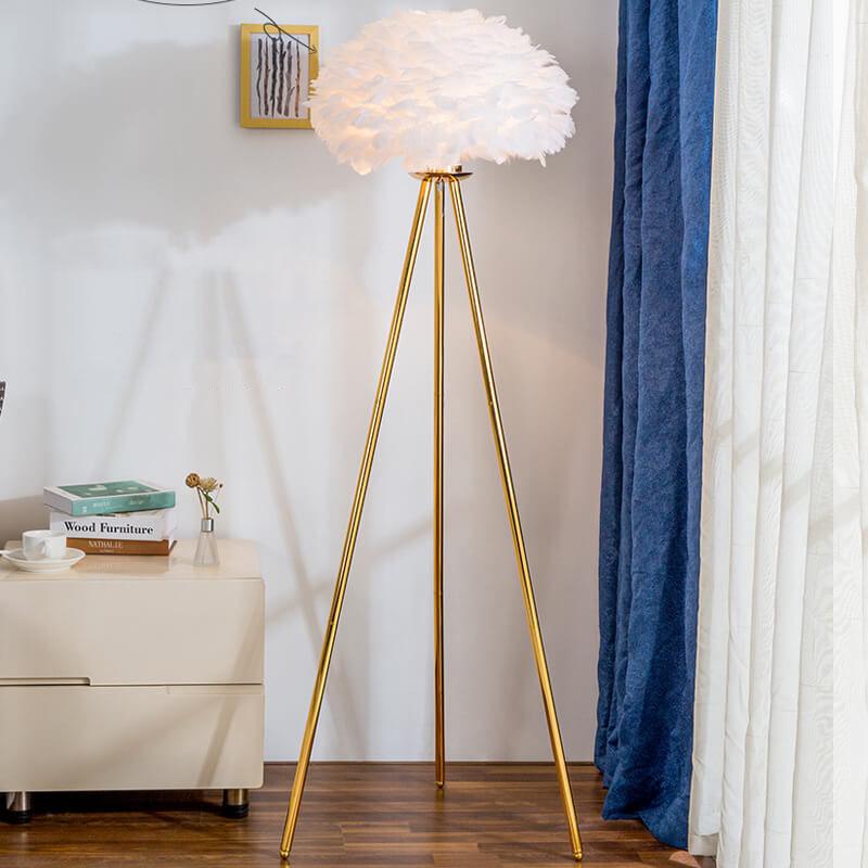 Modern Feather Globe Floor Lamp - Stylish Lighting for Home Decor