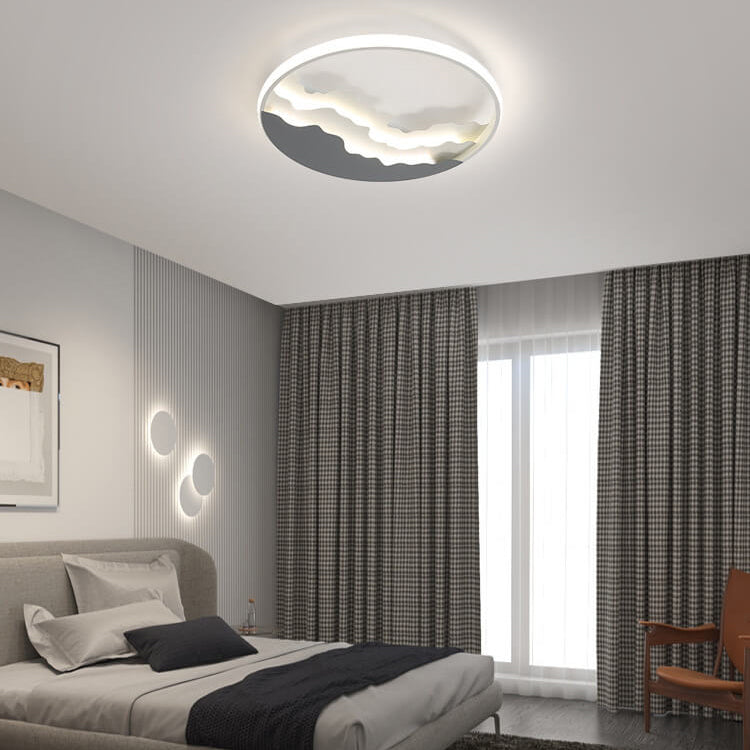 Nordic Sea Wave Round LED Flush Mount Ceiling Light for Modern Interiors