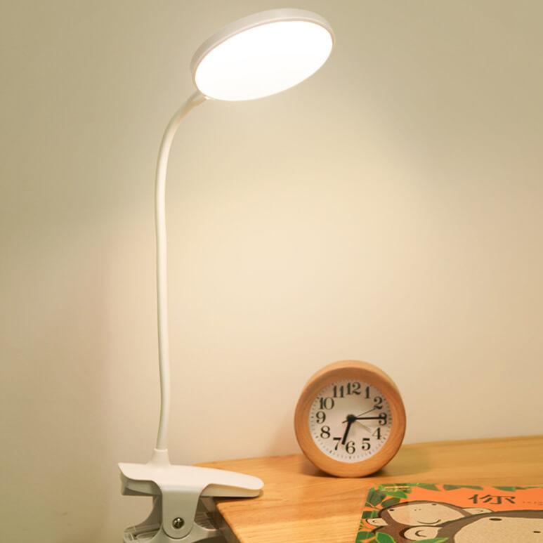 Rechargeable LED Clip Desk Lamp Eye Protection Night Light, Adjustable Brightness, Portable Reading Lamp, USB Rechargeable, Flexible Gooseneck, Dimmable Night Light for Study, Bedroom, Office, Bedside, Travel