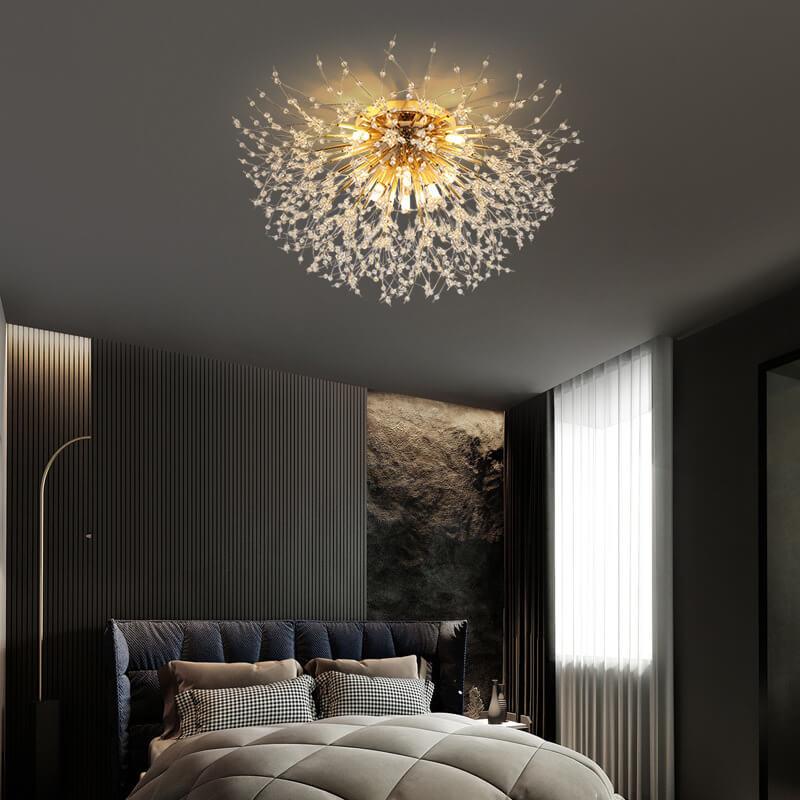 Modern Dandelion Crystal Semi-Flush Mount Ceiling Light 5/6/8 Lights