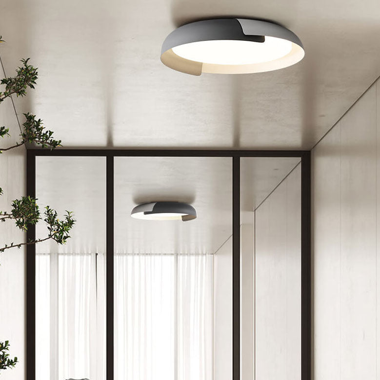 Minimalist Round Wood Grain LED Flush Mount Ceiling Light
