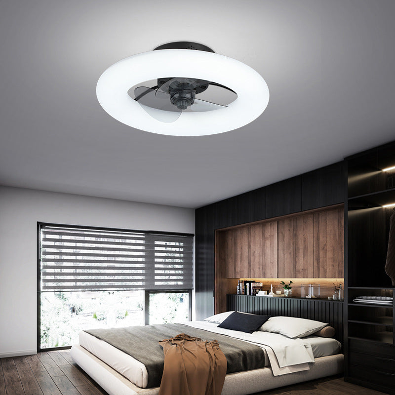Modern Creative Circle LED Semi-Flush Mount Ceiling Fan Light - Stylish Home Lighting & Energy-Efficient Ceiling Fixture
