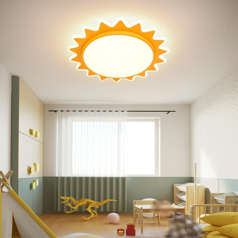 Creative Cartoon Sun LED Flush Mount Ceiling Light - Fun Kid's Room Lighting, Decorative Sun Design, Energy-Efficient Illumination, Stylish Interior Fixture