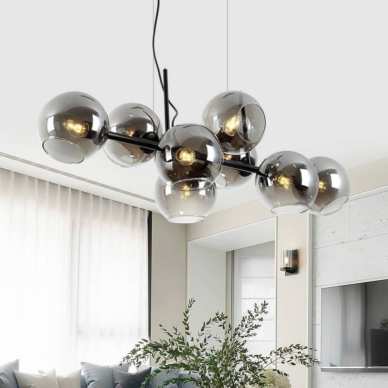 Modern Glass Magic Bean 8-Light LED Chandelier - Contemporary Lighting, Elegant Home Decor, Sleek Design, Energy-Efficient, Bright Illumination, Unique Pendant Fixture, Dining Room & Living Space Lighting