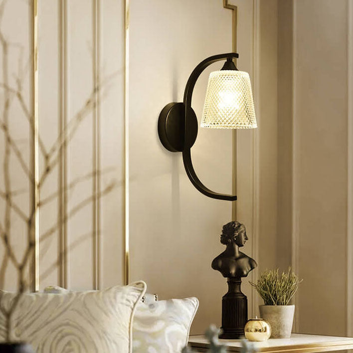 Modern Glass Shade Wall Sconce Lamp with Resin Bird Accent - 1-Light Fixture
