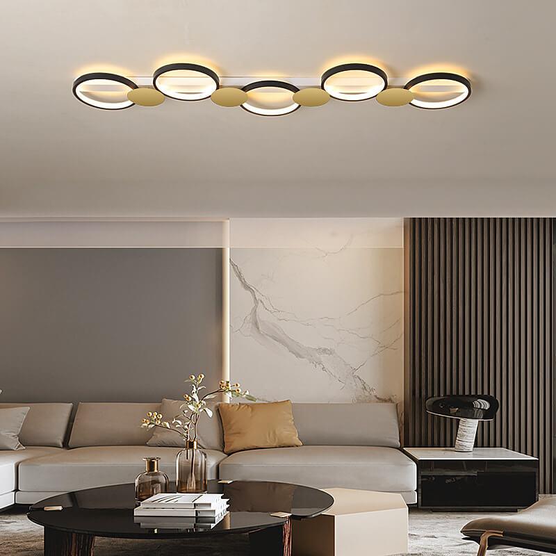 Modern Circle LED Flush Mount Track Light - 3/4/5 Light Fixture for Home, Office, and Retail Lighting