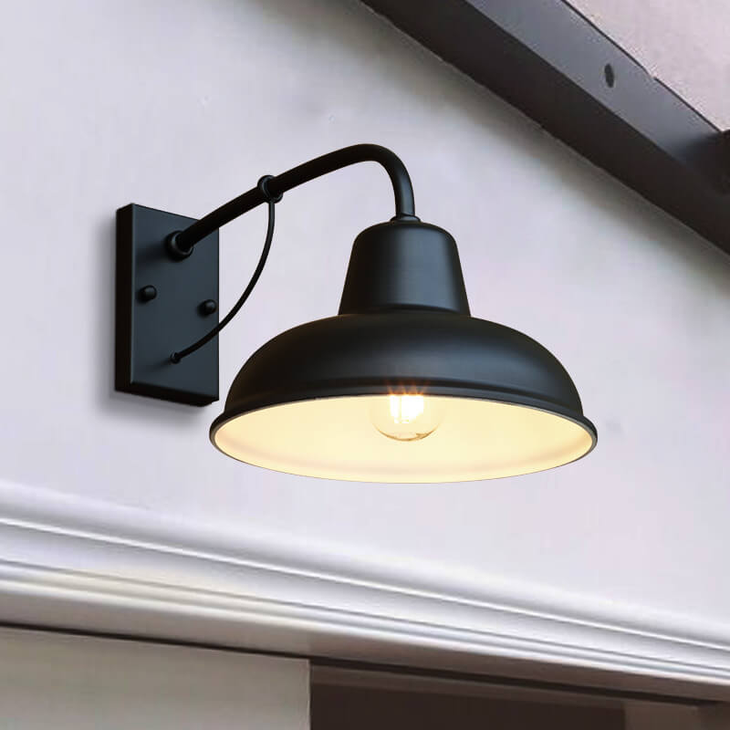 Vintage Iron Barn Waterproof Outdoor Wall Sconce Lamp – Rustic 1-Light Fixture for Exterior Lighting