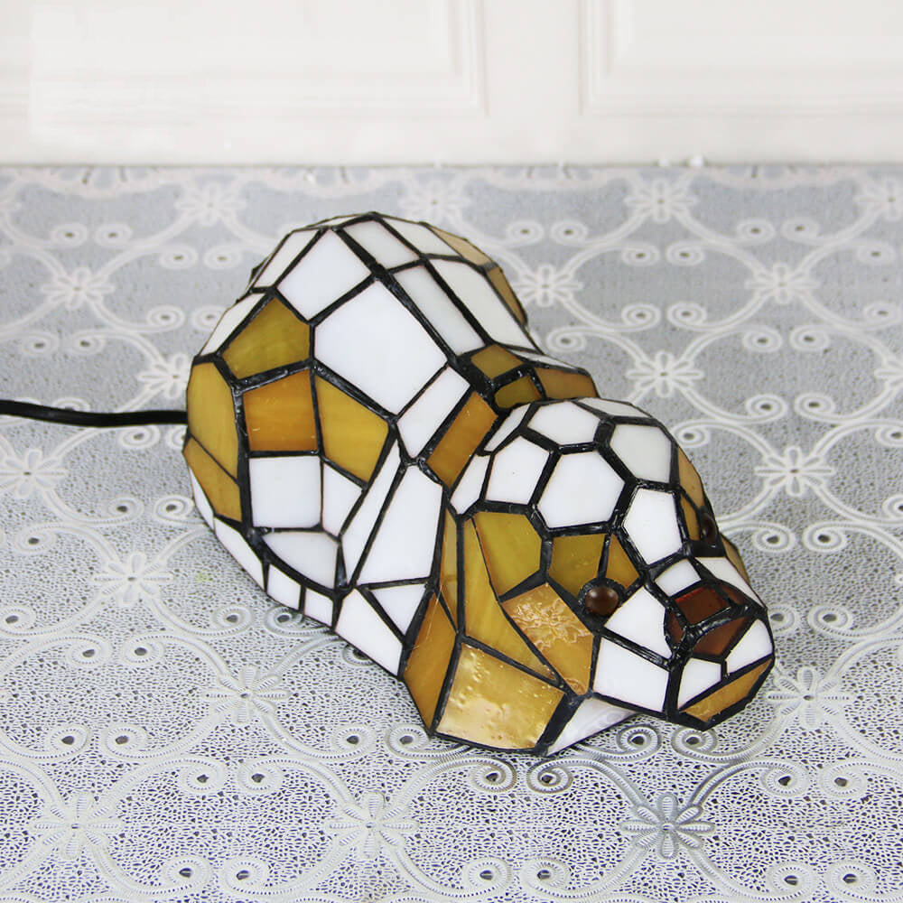 Tiffany Style Cats & Dogs Stained Glass Night Light Table Lamp - Pet Lover Decor, Unique Gift