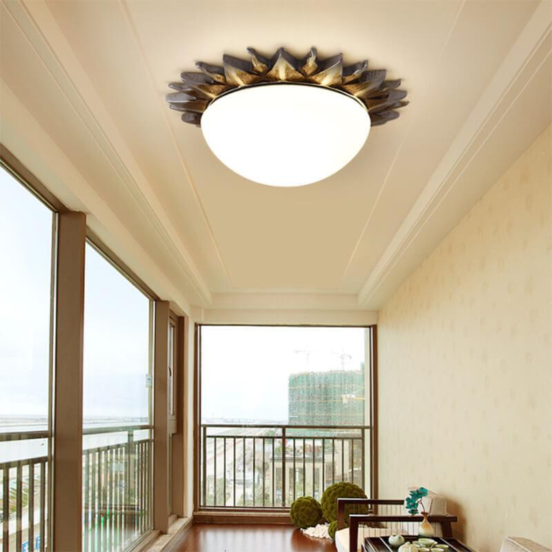 Vintage Glass Sun Bowl Flush Mount Ceiling Light - 1/3-Light Design, Mid-Century Style Lighting, Retro Home Décor, Modern Elegance, Easy Installation, Warm Ambiance.