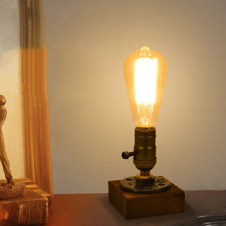 Vintage Industrial Iron Bulb 1-Light Table Lamp, Retro Desk Lamp, Vintage Style Lighting, Industrial Table Lamp, Edison Bulb Lamp, Rustic Home Decor, Workshop Table Light, Steampunk Lamp, Adjustable Height Desk Light, Antique Metal Lamp, Loft Style Lighti