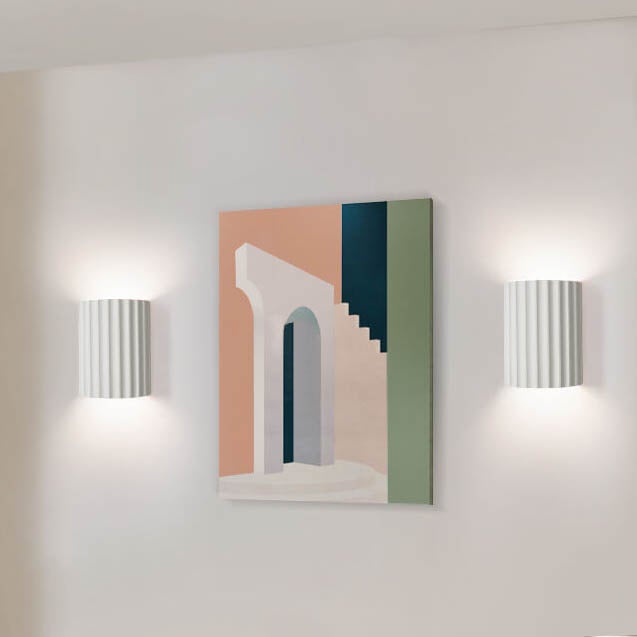 Macaron Resin Striped Half Cylinder Wall Sconce Lamp - 1-Light Decorative Fixture for Home and Office Lighting