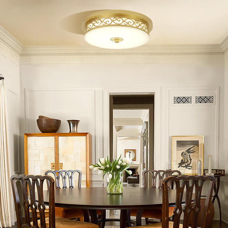 Vintage Circle Patterned Edge Iron LED Flush Mount Light