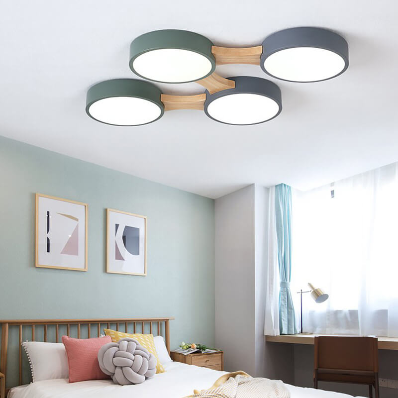Modern Macaron Circle LED Flush Mount Ceiling Light - 3/4/5/8 Light Options, Stylish LED Fixture for Home Decor, Energy Efficient Ceiling Lighting